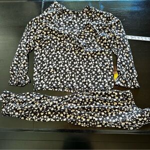 SET Vintage Large Sheer Floral Black and White Flowy Summer Pool Outfit